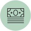 Symbol eines Geldscheins in einem grünen Kreis, steht sinnbildlich für Geld, Finanzierung oder Liquidität.